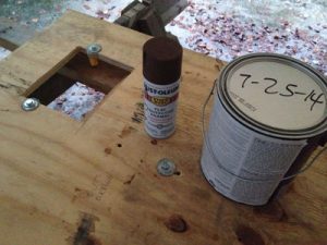 Rust-oleum Rusty Metal Primer will prevent metal parts from being corroded by latex paint, and it dries rapidly, but be sure it’s completely dry before starting to brush on latex primer.